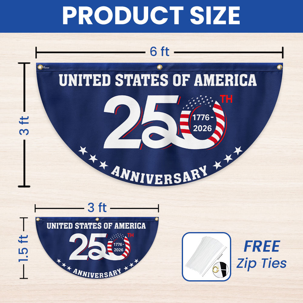 Patriotic 250th Anniversary 1776 2026 United States of America Semiquincentennial Fan Flag