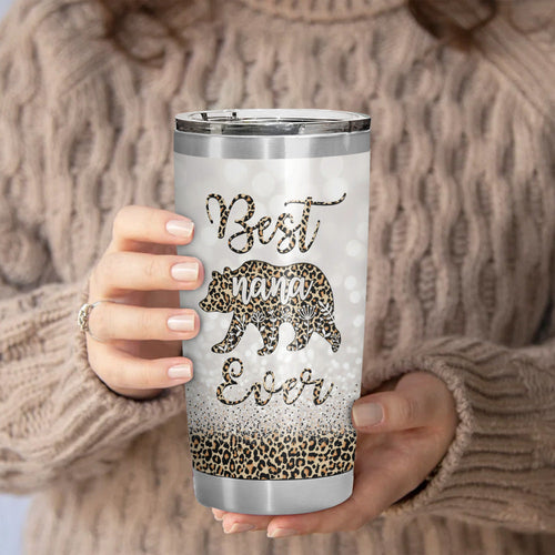 Best Nana Ever Nana Bear 20oz Leopard Tumbler Gifts For Nana