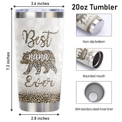 Best Nana Ever Nana Bear 20oz Leopard Tumbler Gifts For Nana
