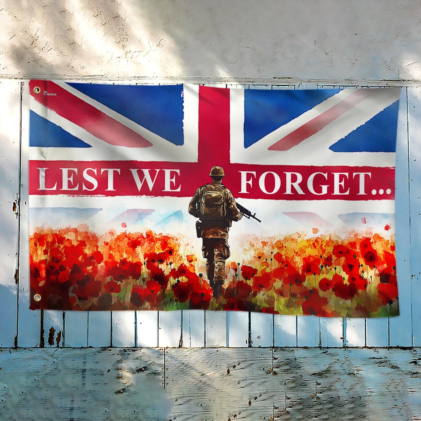 Lest We Forget UK Armed Forces Day Veteran Grommet Flag VTM1187NGT