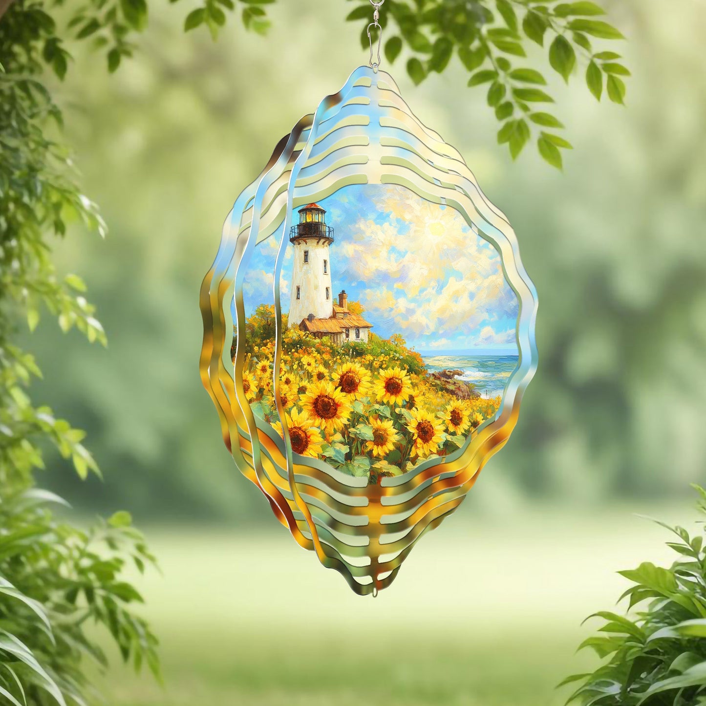 Sunflowers Lighthouse Wind Spinner VTM934WS