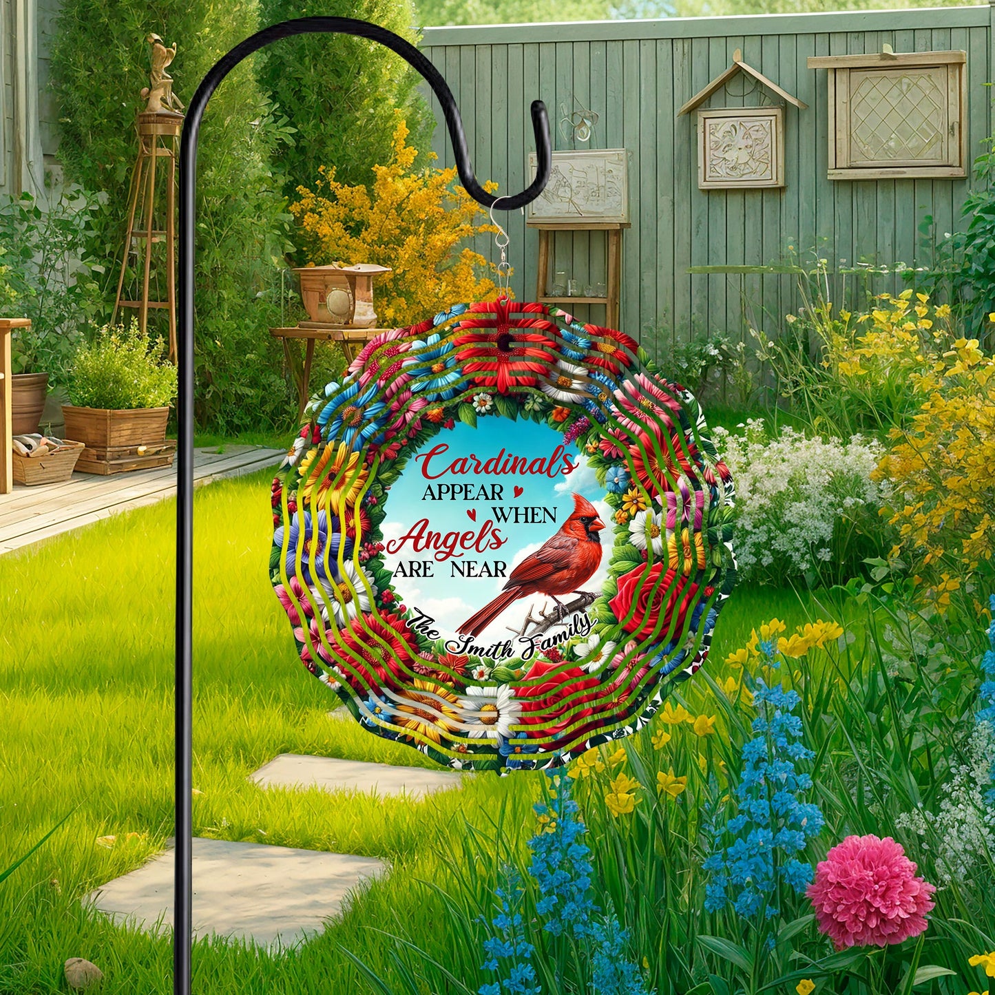 Personalized Cardinal Spring Flowers Wind Spinner Cardinals Appear When Angels Are Near MLN5179PMN