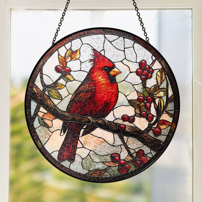 Cardinal Bird Memorial Stained Glass Suncatcher TQN5086BQT
