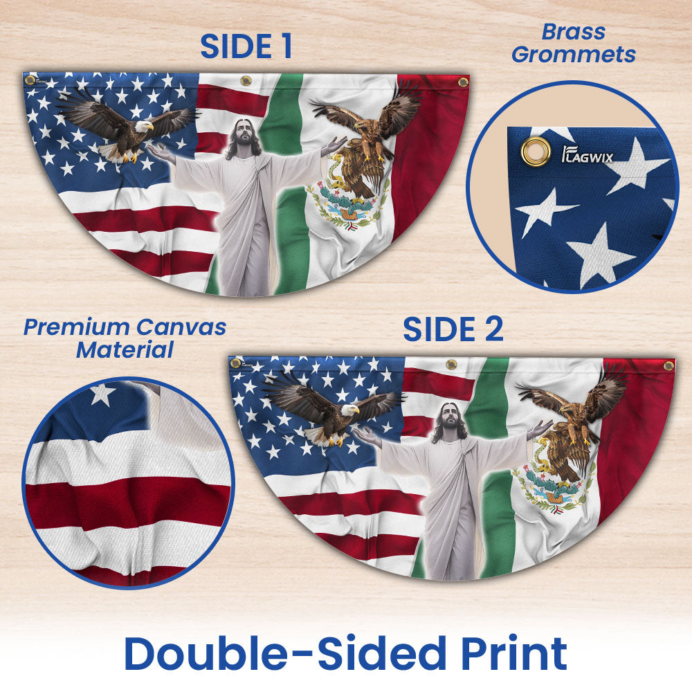 Mexican American Jesus Non-Pleated Fan Flag PHB05LPN