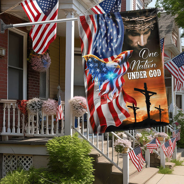 Flagwix American Flag - One Nation Under God, Jesus Christian American Patriotic Eagle Flag TPT1879F
