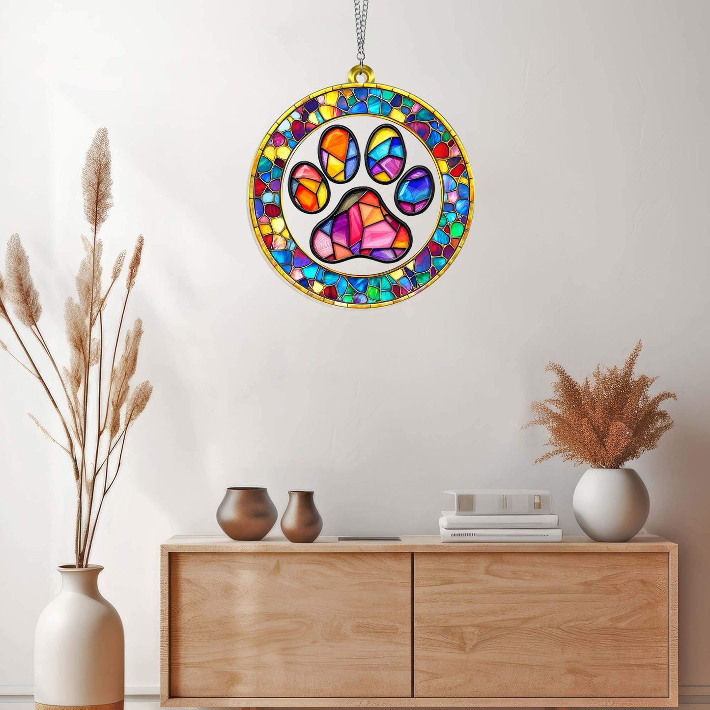 Pet Paw Dog Lover Memorial Dog Acrylic Suncatcher Window Hanging TQN5047TNB