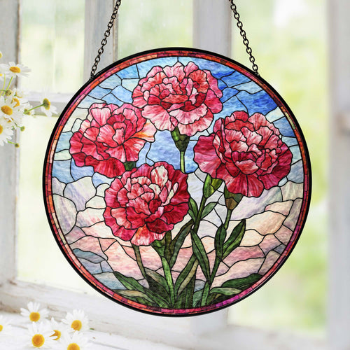 Personalized Birth Month Flowers Stained Glass Suncatcher TQN4882LTH