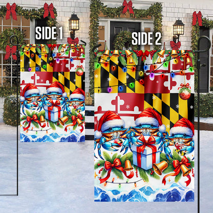 Blue Crabs Merry Christmas Maryland Flag TPT1309F
