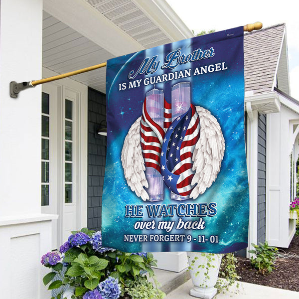 9/11 Never forget  Flag My Brother Is My Guardian Angel QNK383Fv1