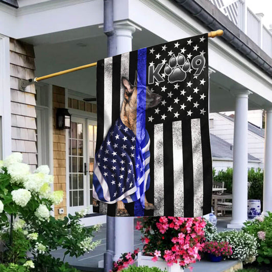Belgian Malinois. K9 Police Dog. Blue Line Flag Wrapped in Glory THB3224Fv1