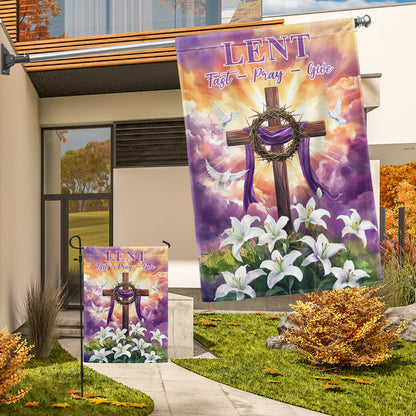 The Season Of Lent Easter Flag Christian Cross Purple Lent Flag VTM1186NGT