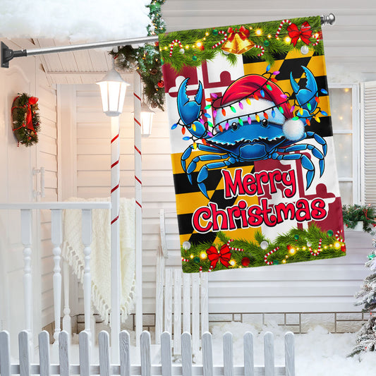 Blue Crab Merry Christmas Maryland Flag TPT1301F