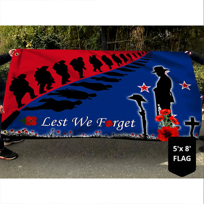 Anzac Day Remembrance Day New Zealand Lest We Forget Grommet Flag LHA1748GFv2