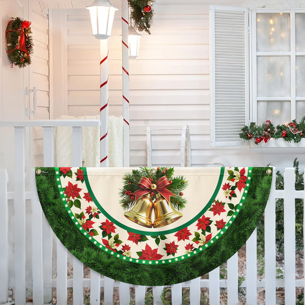 Beautiful Jingle Bells Poinsettia Flowers Christmas Bunting TQN3734FL
