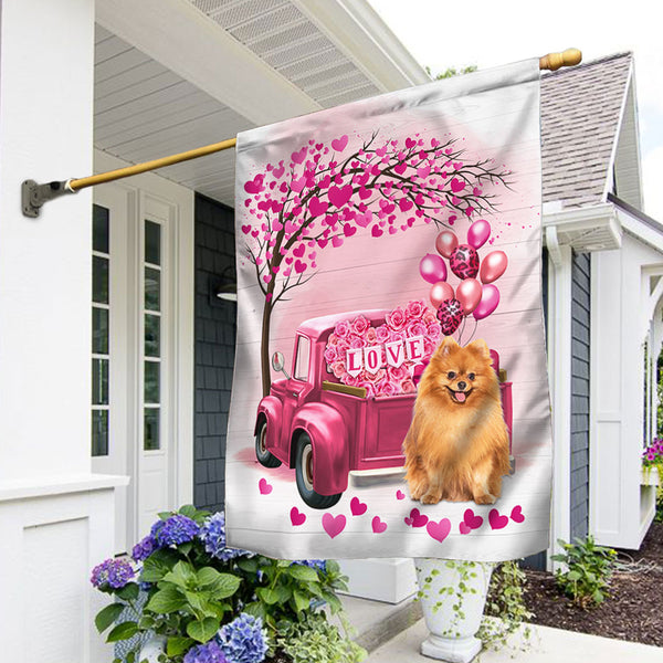 Dog Flag Valentine Pomeranian Flag QTR380Fv13