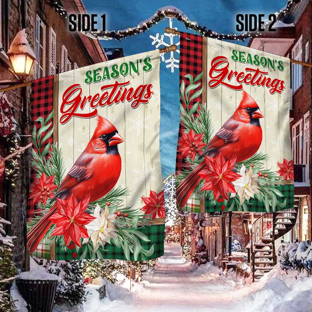 Cardinal Season's Greetings Winter Christmas Flag TQN1928F