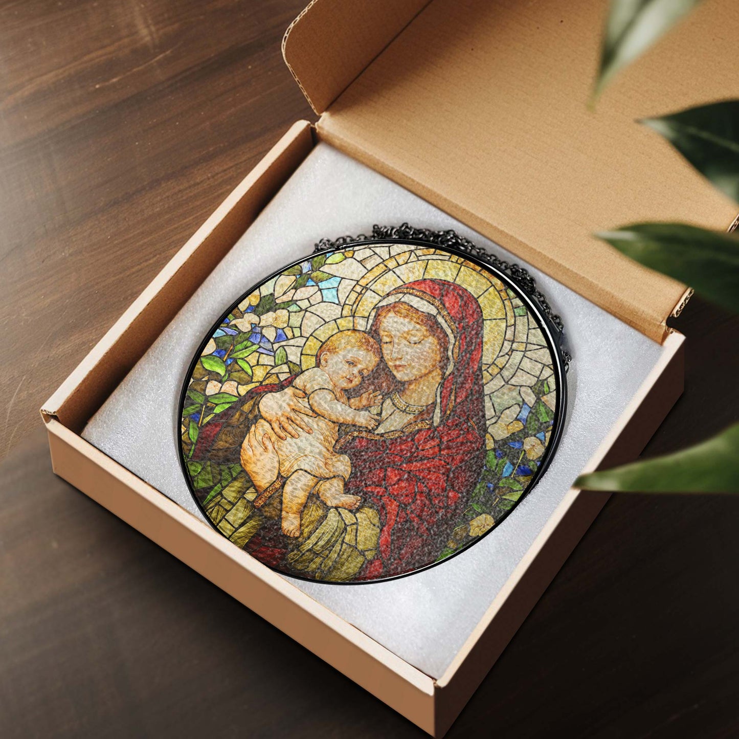 Blessed Virgin Mary Catholic  Religious Stained Glass Suncatcher TQN5189HVN