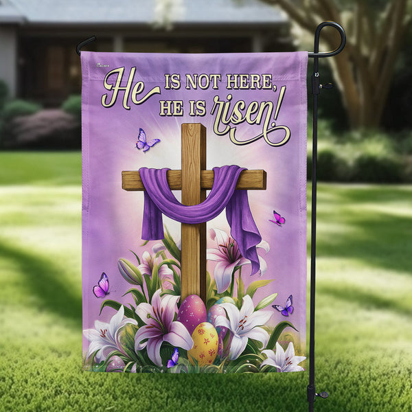 Easter Cross and Lily Flag He Is Not Here He Is Risen Flag MLN5605TTH