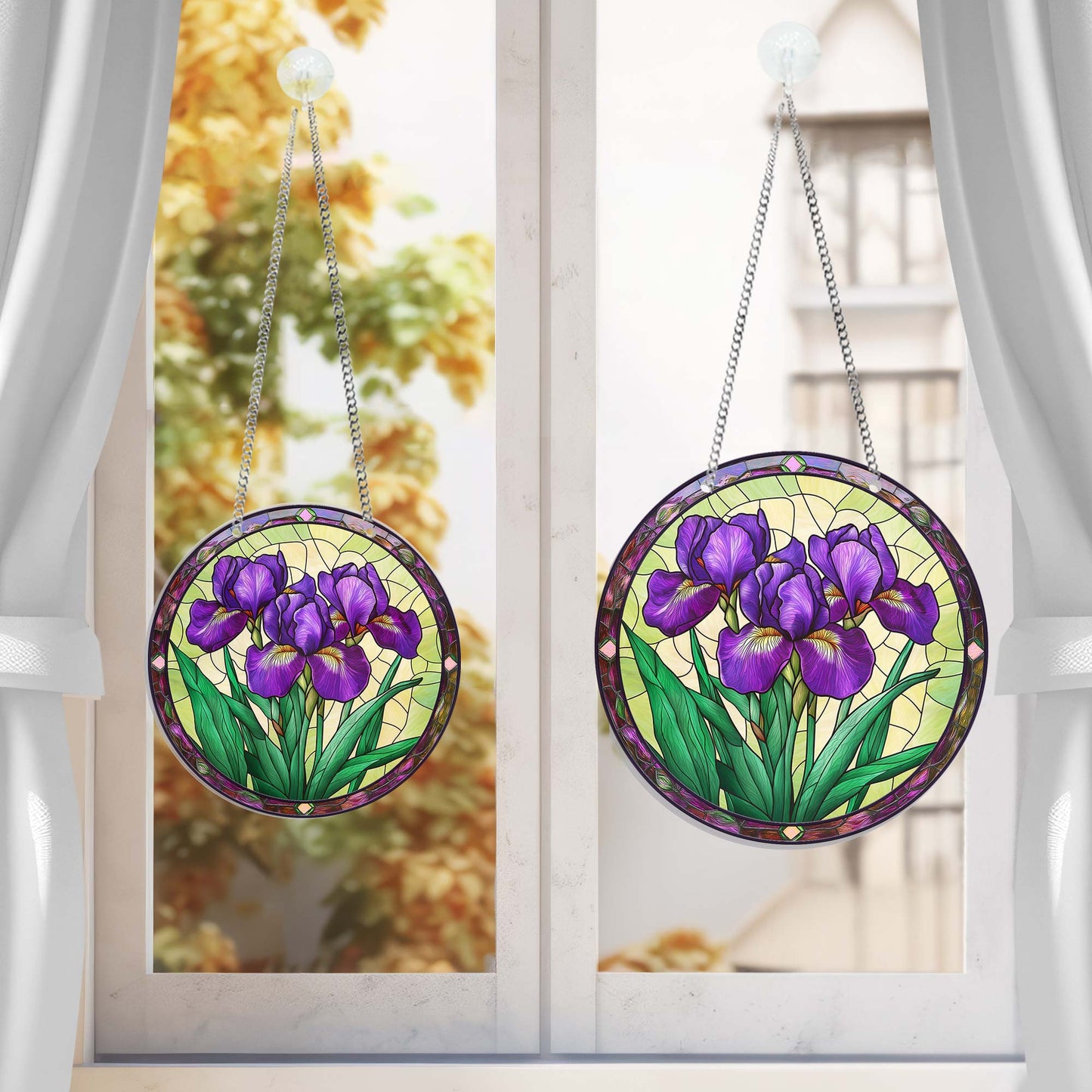 Purple Iris Flower Suncatcher Acrylic Hanging Sign TQN4654AS