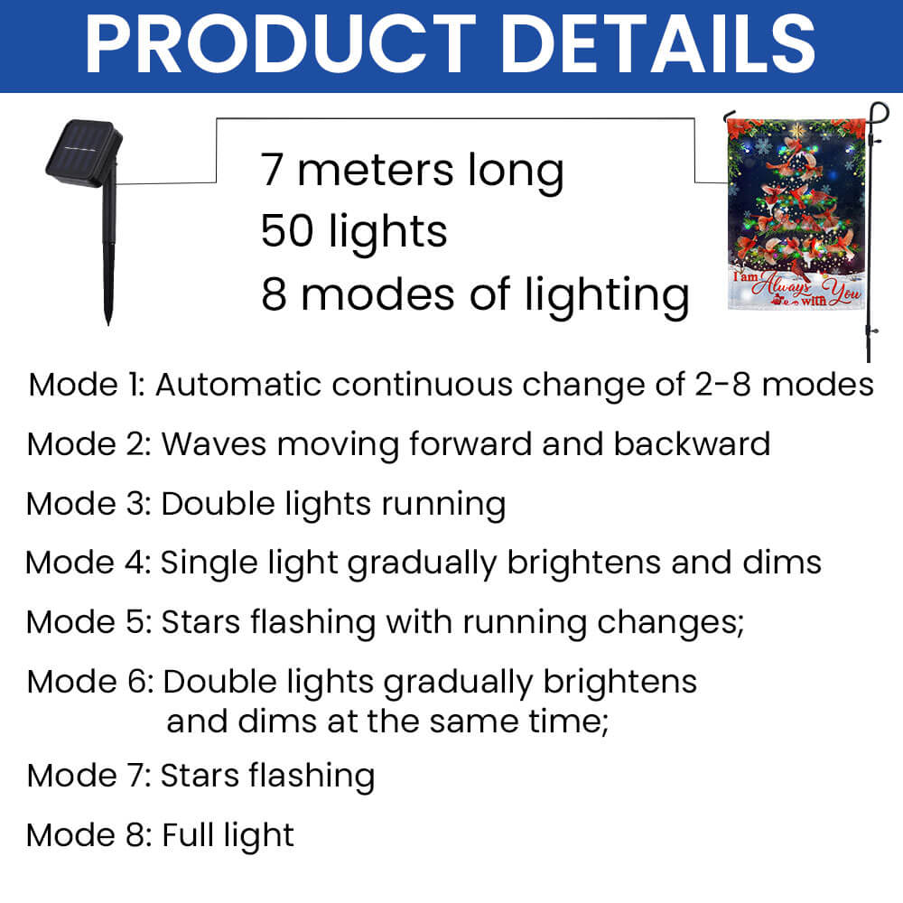 Cardinals Christmas Tree, I Am Always With You Cardinal Solar Led Garden Flag TPT2323SF