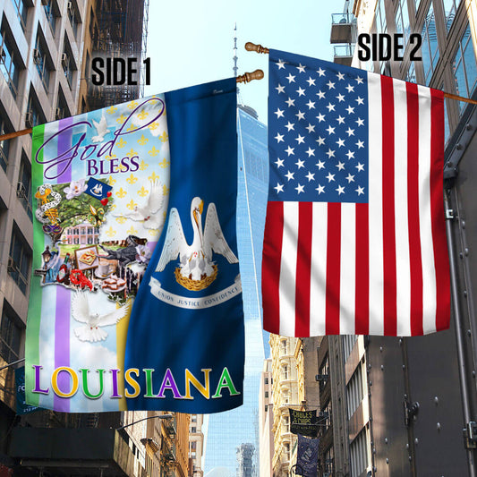 Louisiana Flag God Bless Louisiana Two-Sided Flag TPT830F