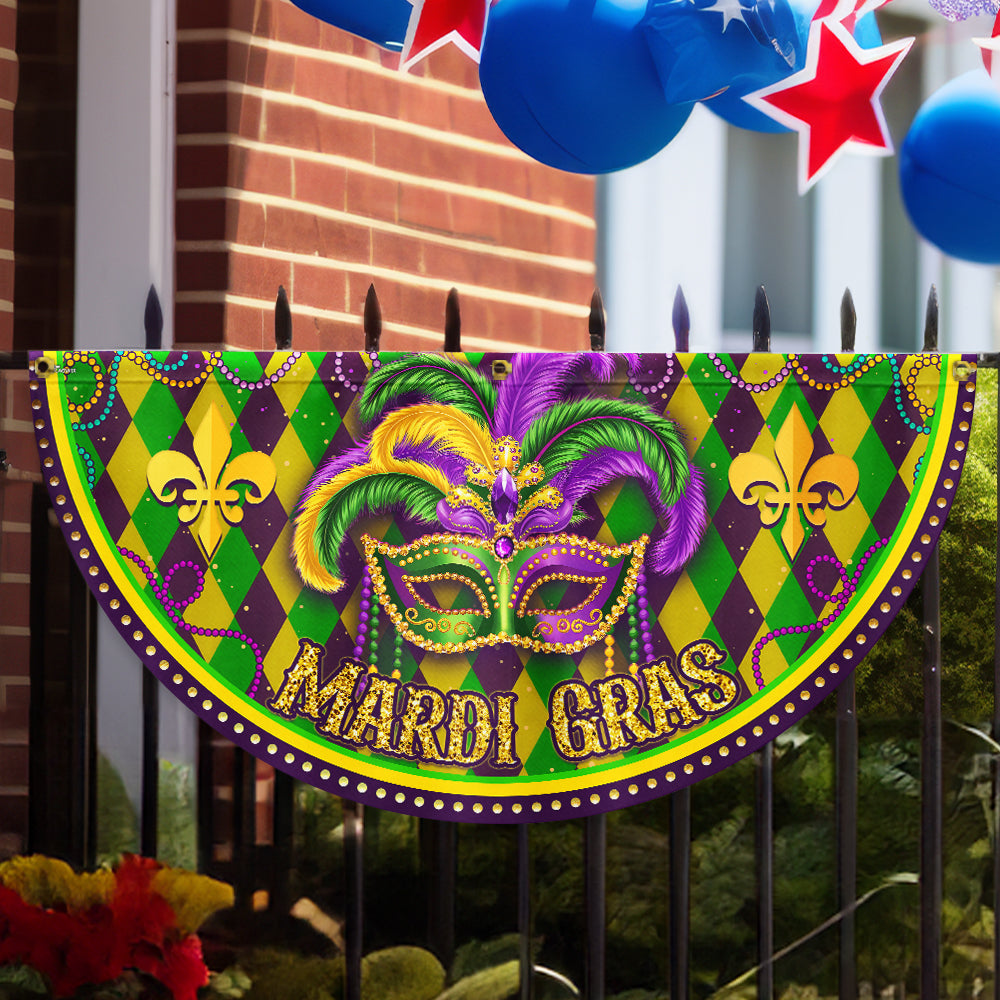 Mardi Gras Non-Pleated Fan Flag TPT2575FL