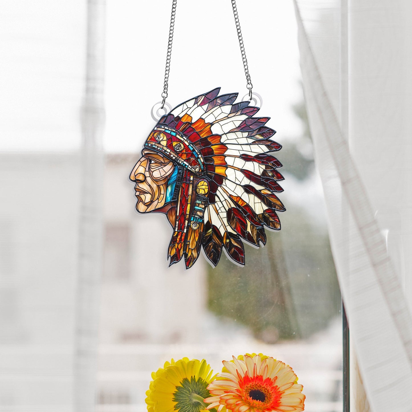 Native American Suncatcher Acrylic Hanging Sign TQN4577AS