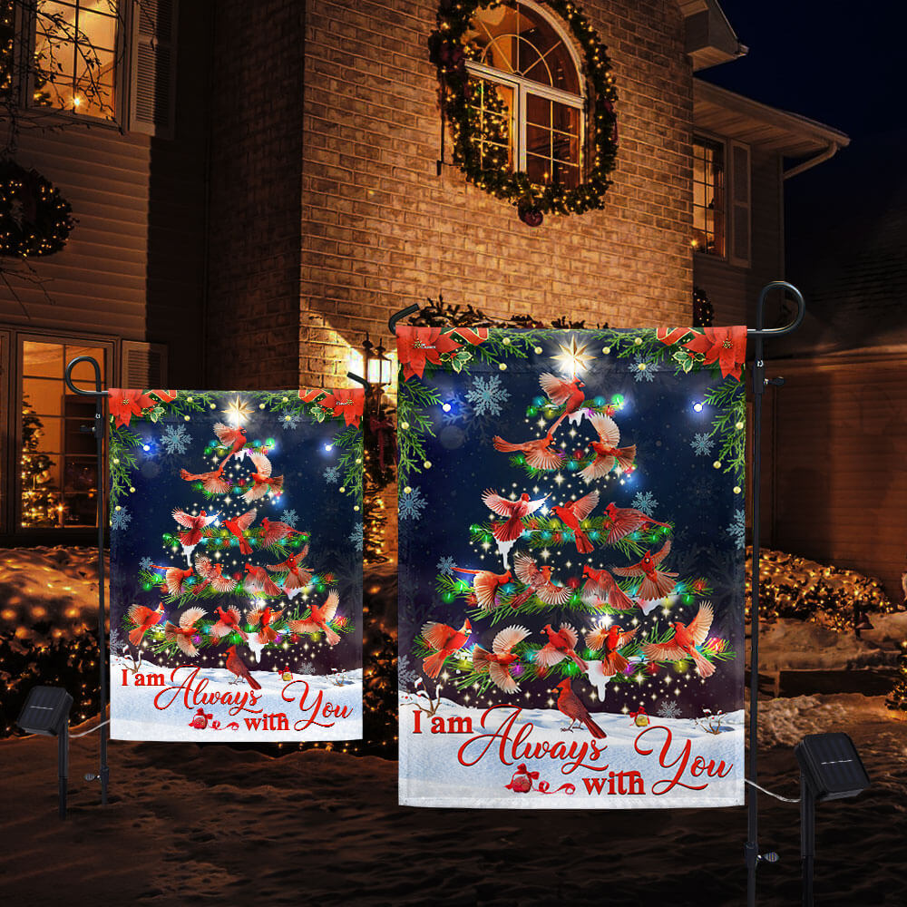 Cardinals Christmas Tree, I Am Always With You Cardinal Solar Led Garden Flag TPT2323SF