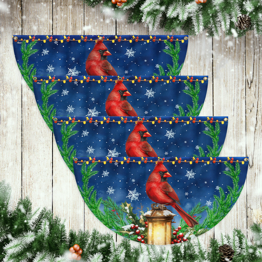 Cardinal Bird And Lantern Christmas Non-Pleated Fan Flag TQN3925FL
