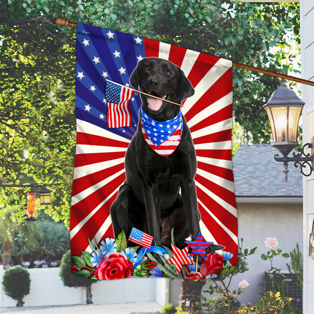 Black Labrador Retriever 4th Of july Independence Day Flag