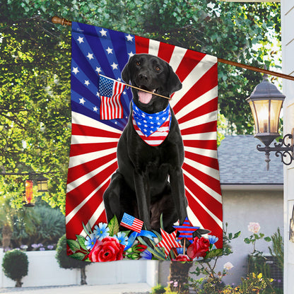 Black Labrador Retriever 4th Of july Independence Day Flag