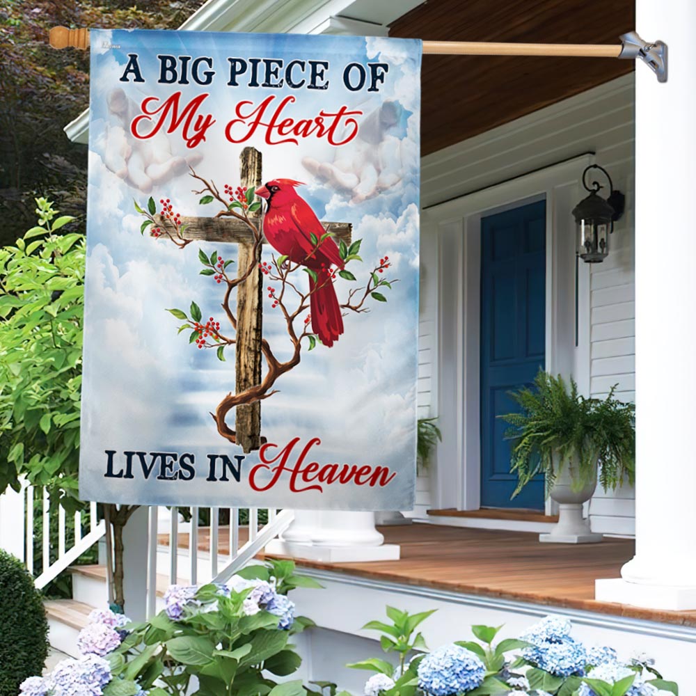 Cardinal A Big Piece Of My Heart Lives In Heaven Flag MLN1622F