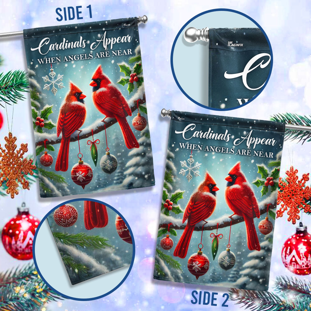 Cardinals Christmas Cardinals Appear When Angels Are Near Flag MLN4308F