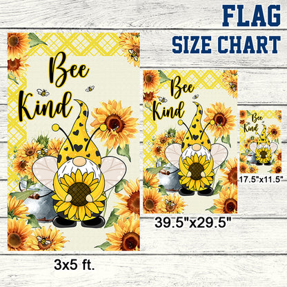 Bee Gnome Sunflower Bee Kind Flag MLN343F