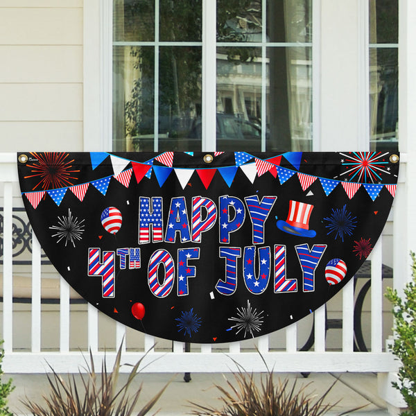 Flagwix American Flag - Happy 4th Of july Non-Pleated Fan Flag TQN3071FL
