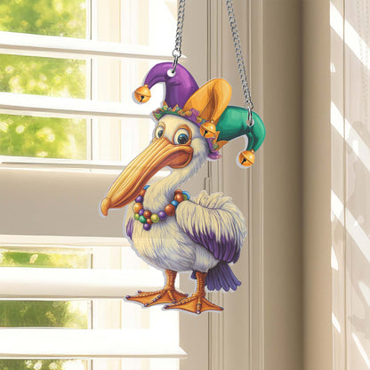 Pelican Mardi Gras Suncatcher Acrylic Hanging Sign TQN4665AS