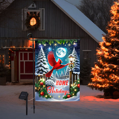 Cardinal Christmas Memorial Home For The Holidays Solar LED Garden Flag TQN4132SF