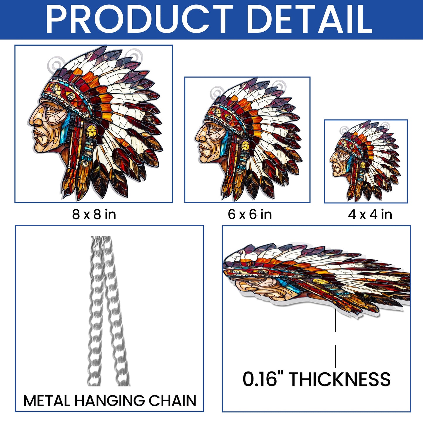 Native American Suncatcher Acrylic Hanging Sign TQN4577AS