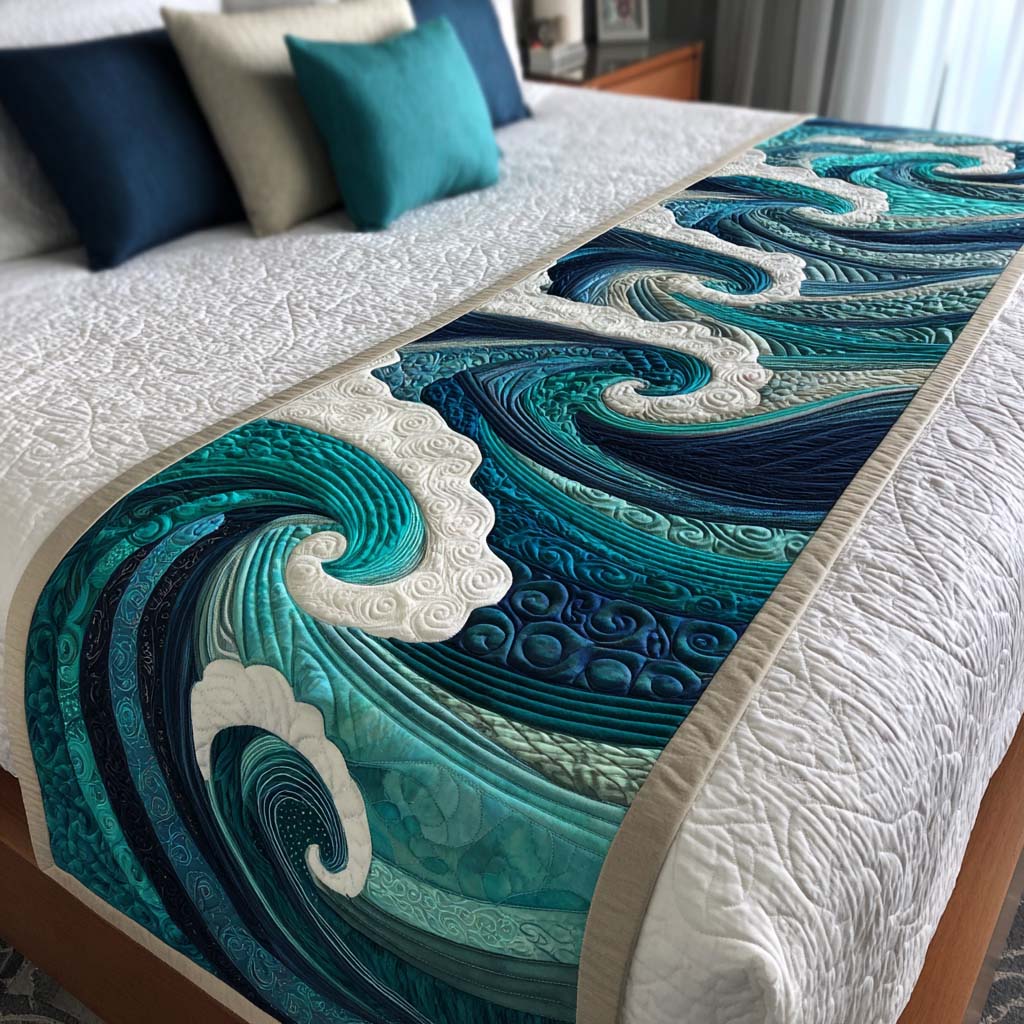 Ocean Quilted Bed Runner NCU0VT255
