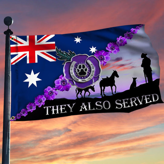 Anzac day, Remembrance Day Purple Poppy Australian Grommet Flag They Also Served BNL418GFv1