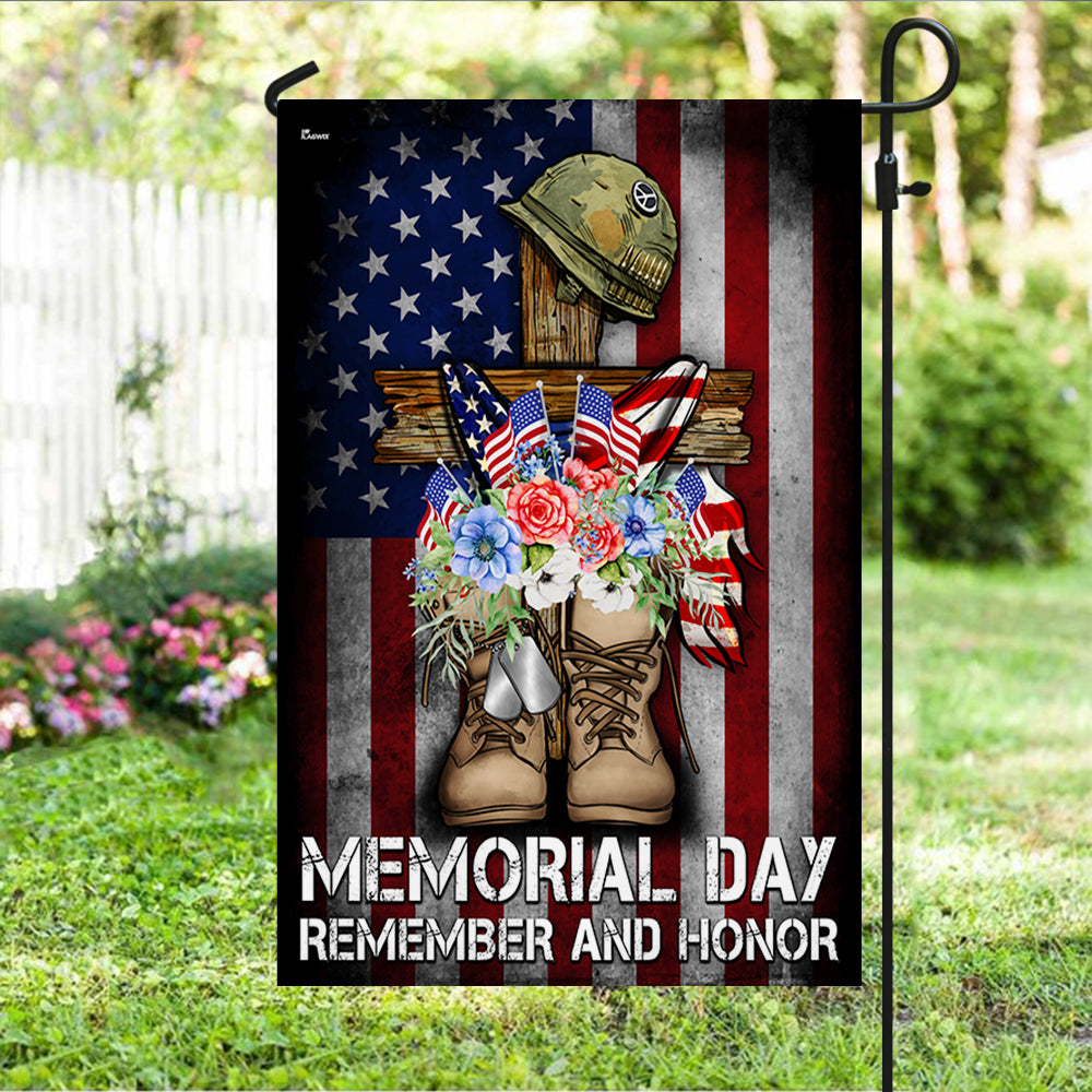 Memorial Day Remember and Honor Veteran Boots Patriotic Flag MLN5330NTH