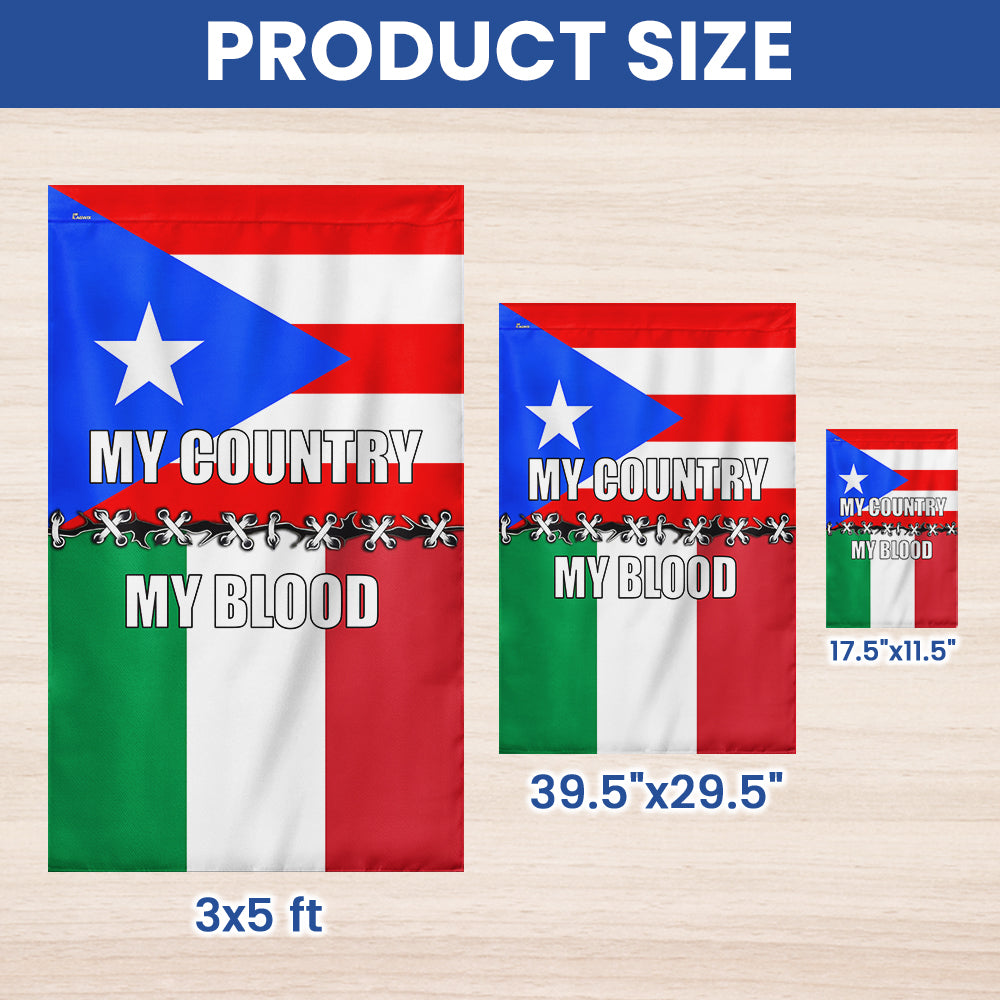 Italian and Puerto Rican My Country My Blood Flag VTM1226NTH