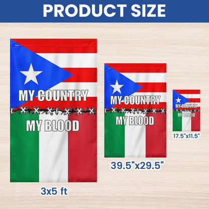 Italian and Puerto Rican My Country My Blood Flag VTM1226NTH