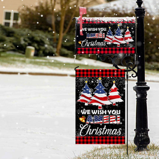 We Wish You Ameri Christmas Garden Flag &amp; Mailbox Cover BNN591MF