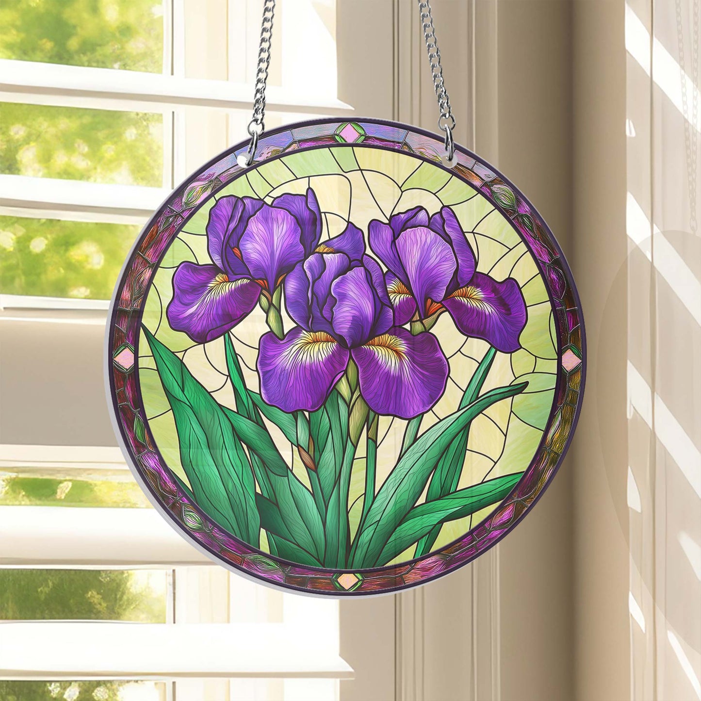 Purple Iris Flower Suncatcher Acrylic Hanging Sign TQN4654AS