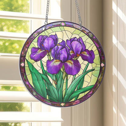 Purple Iris Flower Suncatcher Acrylic Hanging Sign TQN4654AS