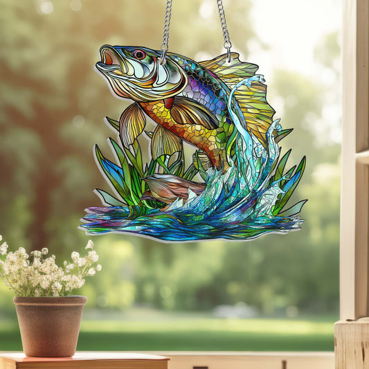 Bass Fish Suncatcher Hanging Sign MLN4599AS
