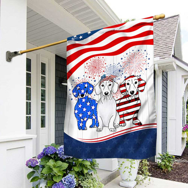 Dachshund American Flag FLAGWIX  ™ Decorative Flag With Dog Dachshund