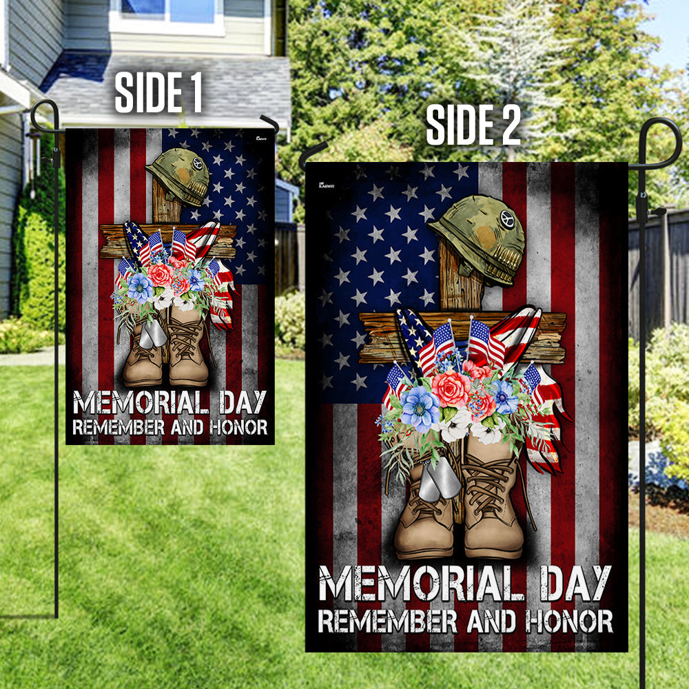 Memorial Day Remember and Honor Veteran Boots Patriotic Flag MLN5330NTH
