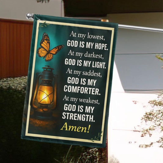 Inspirational Christian God Is My Strength Flag TQN5444TTH